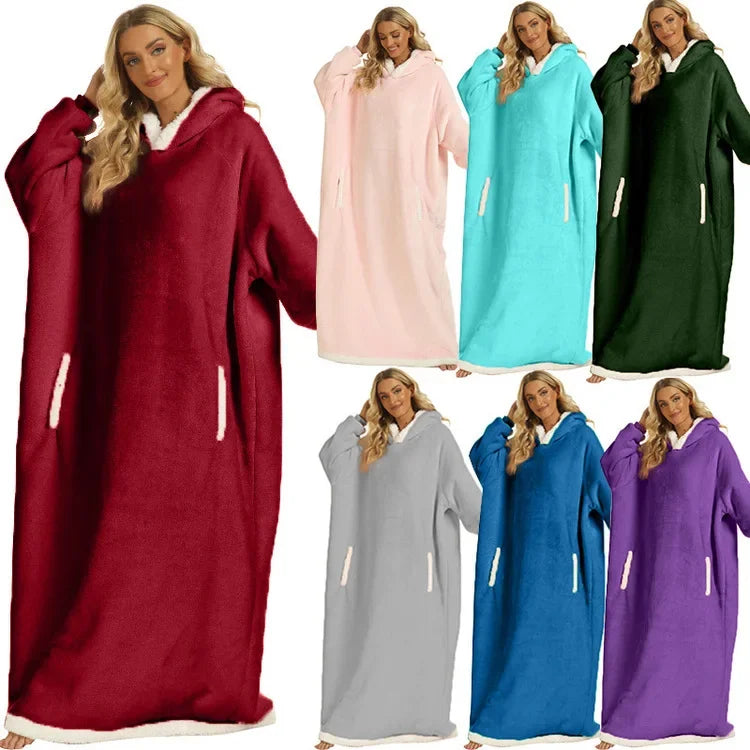 Winter Hooded Blanket with Pockets – Ultimate Home Comfort