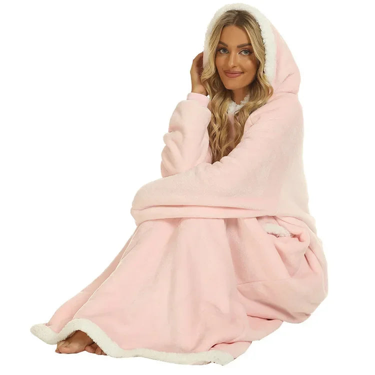 Winter Hooded Blanket with Pockets – Ultimate Home Comfort