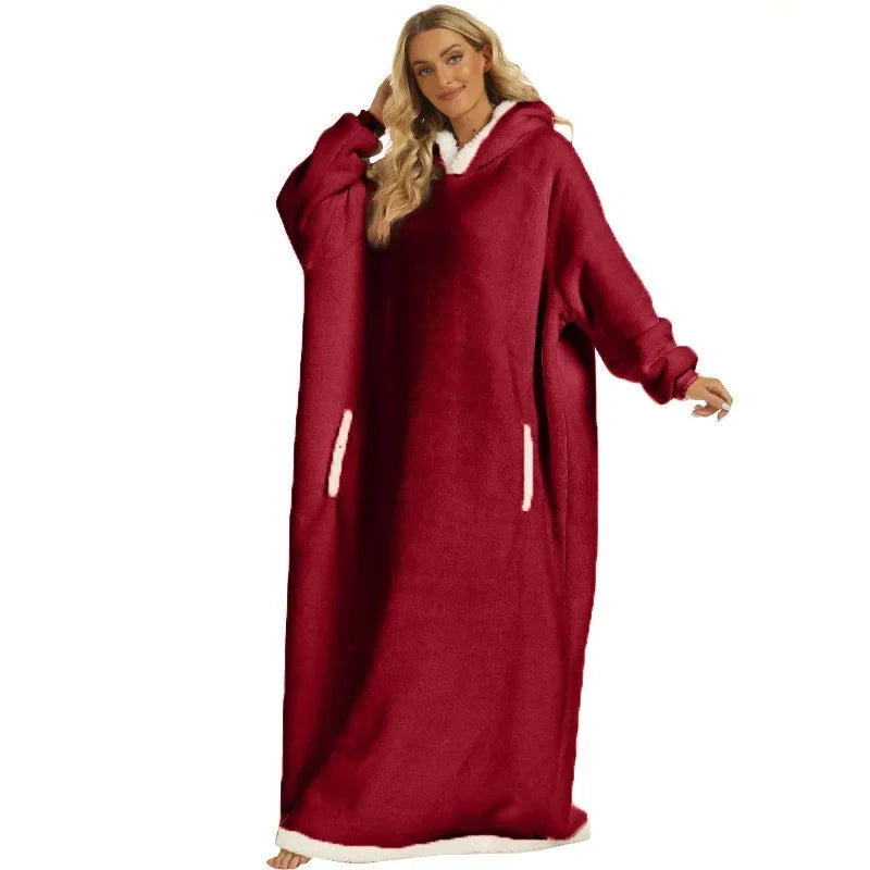 Winter Hooded Blanket with Pockets – Ultimate Home Comfort