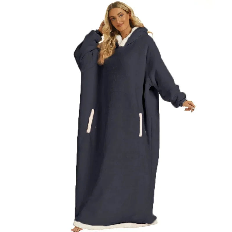 Winter Hooded Blanket with Pockets – Ultimate Home Comfort