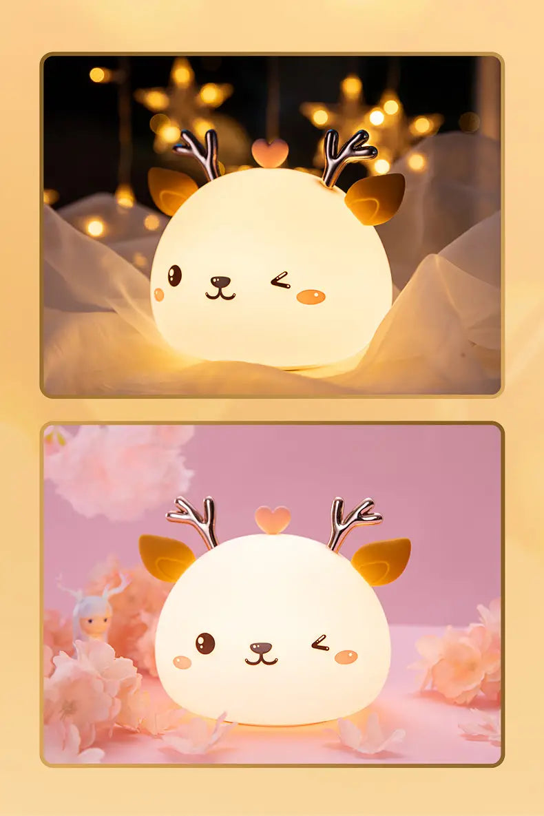 Cute Deer Night Light - Rechargeable Bedside Lamp 13.5"x12.5"