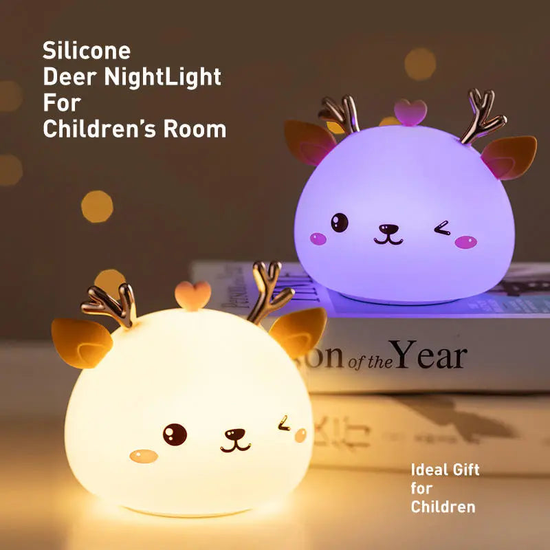 Cute Deer Night Light - Rechargeable Bedside Lamp 13.5"x12.5"
