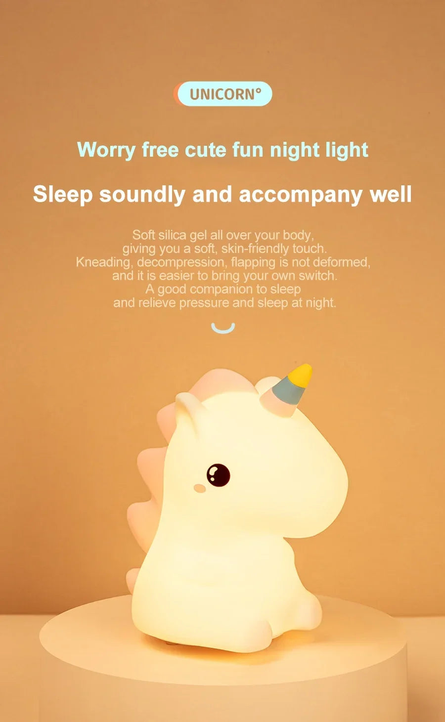 Unicorn Cute Silicone LED Night Light