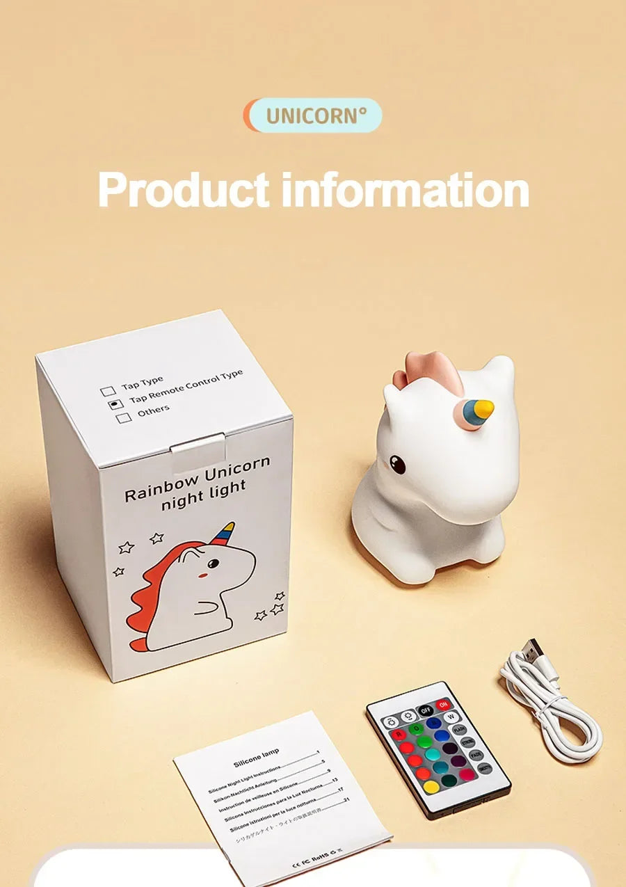 Unicorn Cute Silicone LED Night Light