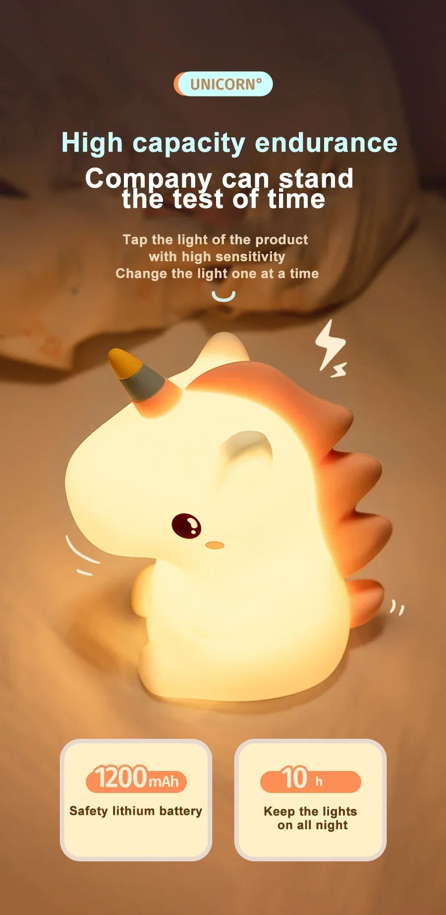 Unicorn Cute Silicone LED Night Light
