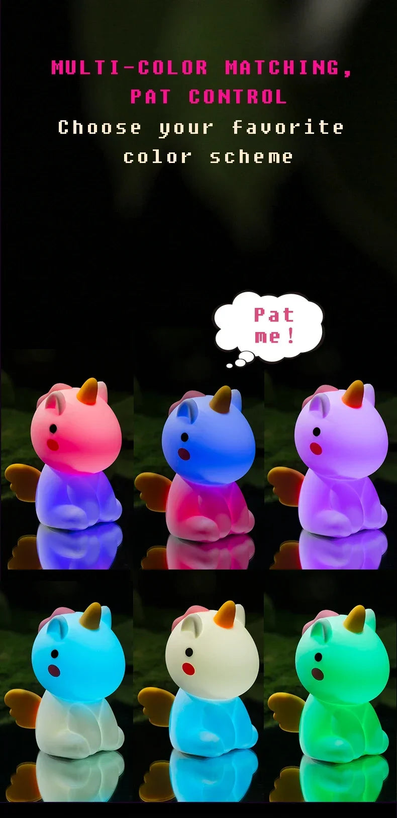 Unicorn Cute Silicone LED Night Light