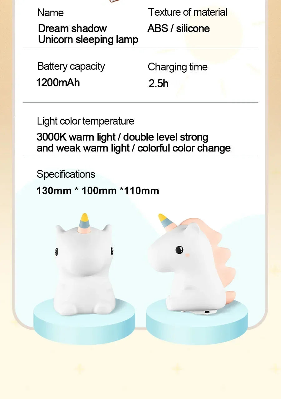 Unicorn Cute Silicone LED Night Light