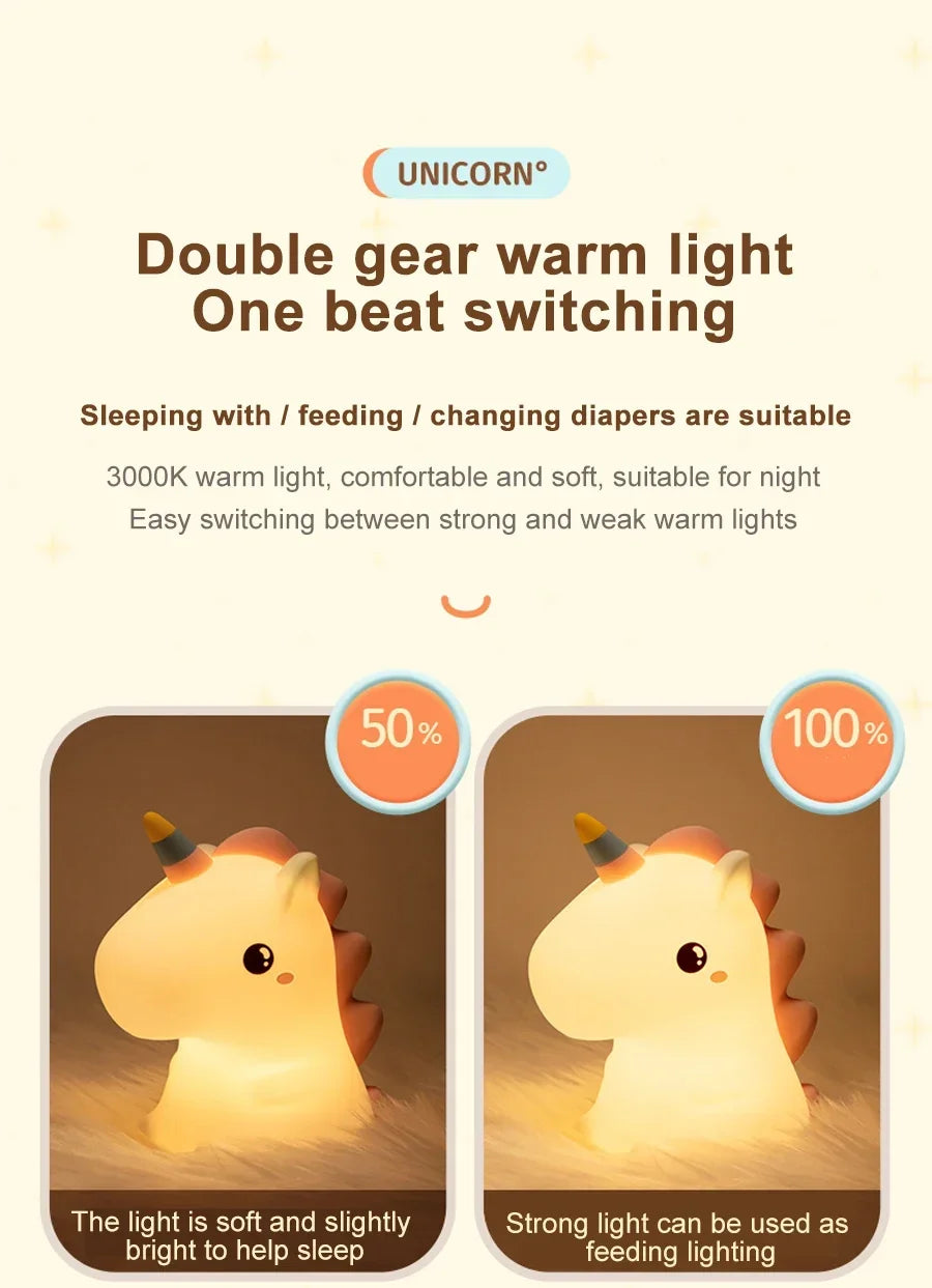 Unicorn Cute Silicone LED Night Light