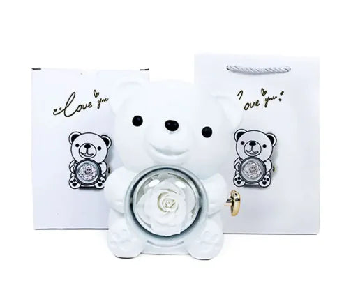 Rotating Bear Gift Box Rose Jewelry Box