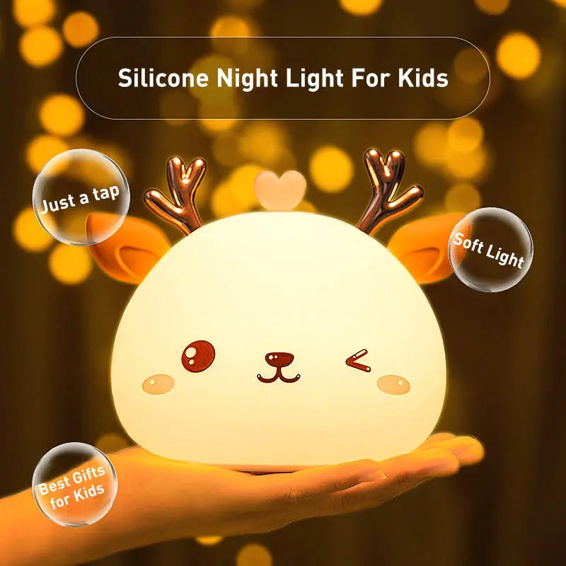 Cute Deer Night Light - Rechargeable Bedside Lamp 13.5"x12.5"
